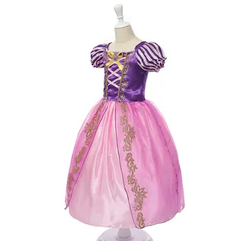 Dekleta Rapunzel Obleko Puff Rokav Tangeled Fancy Cosplay Princesa Kostum Za Rojstni Dan Otrok Halloween Obleko Oblačila