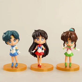5Pcs/Set Sailor Moon Številke Usagi Tsukino Mornar Anime PVC Model Lutke Igrače Ustvarjalna Zbirka Darilo Za Otroke