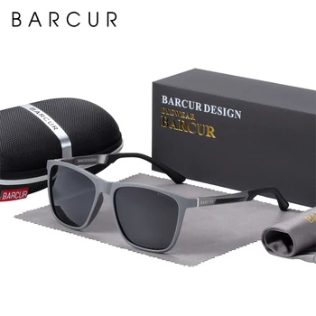 BARCUR Original sončna Očala Moških Polarizirana Kvadratnih TR90 Okvir Z Alu Magnezij Templjev Moška sončna Očala za Ribolov Vožnje Eyew