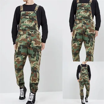 Moda za Moške Cargo hlače z Oprsnikom Kombinezon Z Multi Žepi Vojaški Slog Prikrivanje Jumpsuits delovna oblačila Suspender Hlače