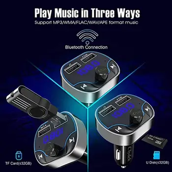 UKV-Oddajnik za Prostoročno uporabo Bluetooth 5.0 Komplet MP3 2.4 Dvojno USB Modulator Polnilnik FM Z Transmiter Igralec Avto K4N1