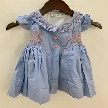 2020 Novi španski Vintege Sodišče Stil Dekle Obleko Baby Poletje Dekle Obleko Stranka Princesa Bombaž Otroci-line oblačenja