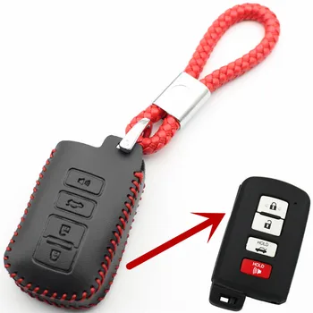 FLYBETTER Pravega Usnja 4Button Vstop brez ključa Pametni Ključ Primeru Kritje Za Toyota Prado/Camry/Corolla/Avalon/Rav4 L112