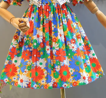 Dekleta Obleko Št Klobuk Evropske Ameriški Stil Poletje Nova otroška Oblačila Baby Dekleta Otroci Princesa Stranka Čipke River Cvetlični Obleko