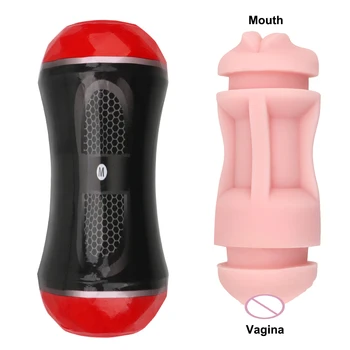 Dual Channel Pravi Muco Vagina Usta Spolnih Igrač Za Moške Moški Masturbator Pokal Pralni Erotično Penis Zanič Silikonski Odraslih Blago Trgovina