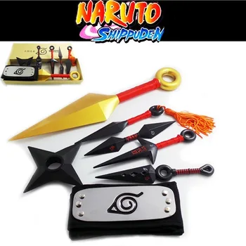 Anime Naruto Pribor 7pcs/Set Naruto Cosplay Shuriken Handbank Kunai Orožje Sasuke Ninja Rekvizitov, Risanka Zbirka šatulji
