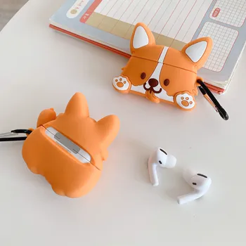 Za Airpods Pro 3D Kawaii Risanka Nekaj Ljubitelje Corgi Pes, Psiček Rit Rit Primeru za Apple Airpods 1 2 3 Brezžične Slušalke Pokrov