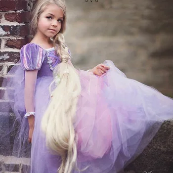 Dekleta Princesa Rapunzel Obleke otrok Žogo Obleke Dolgo Stranka Obleko Cosplay Kostum za dekle Halloween Carnival Otrok Clothes3-10Year