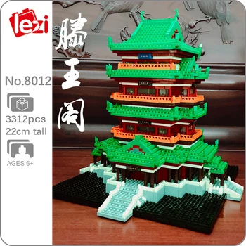 Lezi 8012 Svetu Arhitekture Kitajska Tengwang Paviljon 3D Model DIY Mini Diamond Bloki, Opeke Stavbe Igrača za Otroke, št Polje