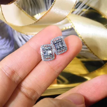 S925 sterling srebro geometrijske kvadratnih Mossite kamen nakit uhani Super sijaj razkošen modni DelicateValentine je Dan Darilo