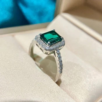 OEVAS 925 Sterling Srebro Simulacije Smaragdno Letnik poročni prstani za ženske Vrh Kakovosti Spaerking Diamond Stranka nakit Darila