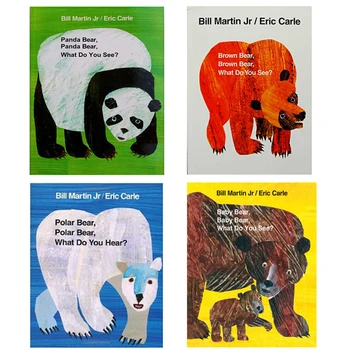 Rjavi Medved Kaj Vidiš Bill Martin Ml., Izobraževalne Angleška Slikanica Učne Kartice Zgodba Knjige Za Otroka Otroci Otrok