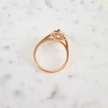 14k Rose Gold Nakit Hruškaste oblike Diamantni Prstan za Ženske Anillos De Peridot Bizuteria Poroko Gemstone, 14 K, Zlato Srce Obroči Polje