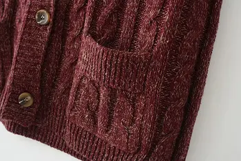 Plus velikost V vratu spusti pletene ženske ohlapen pulover majice 2021 nove jesensko zimske priložnostne ženske vino žepi puloverji ženski zgornji deli oblačil