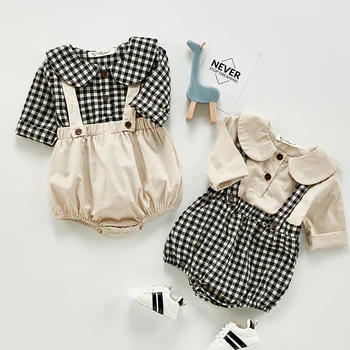 Jeseni Baby Dekleta Kompleti Oblačil Z Dolgimi Rokavi Bombaž Majica+Romper Malčke Baby Dekleta Obleko Korejskem Slogu Dojencek Dekliška Oblačila