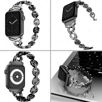 Upscale dama iz Nerjavečega jekla, Trak za Apple Watch 38/40/42/44 Zapestnica razredi za iWatch Serije 5 4 3 2 Watchband Accessoris