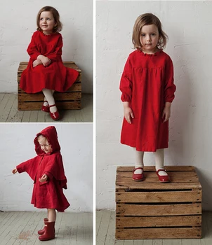 Deško perilo, obleko 2020 spomladi in jeseni novo praznično rdeče tuje dekle z dolgimi rokavi bombaž perilo in obleke TZ37