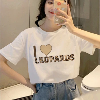 Leopard Natisniti Harajuku Majice s kratkimi rokavi Ženske Modi 90. letih Grafični Ullzang T-shirt Grunge korejskem Slogu Tshirt Moda Kul Zgoraj Tees Ženski