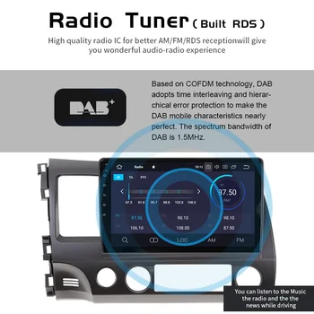 Android10.0 Avto GPS Multimedijski predvajalnik, radio za Honda Civic 2007-2011 GPS navigacija multimedia player Radio glavne enote audiodsp