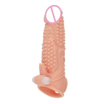 Raztegljiva Dvojni Penis Vibrator Rokav Posnemajo Penis Širitve Spolnih Igrač za Moške Moški Kondomi Petelin Extender Dildo Ojačevalec