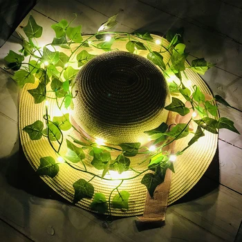 Umetne Rastline LED Niz Svetlo Zeleni Listi vinske Trte Baterija Upravlja Pravljice Niz Luči Za Dom Poroko Dekor Božič Luči