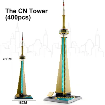 WANGE 400pcs 4215 Svetovno Znane Arhitekture Serije CN Tower v Torontu Model Stavbe, Bloki, Opeke Otroke, Izobraževalne Igrače Darilo