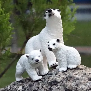 Oenux Original 5PCS Arktične Živali Polarni Medved Arktična Lisica Lepus Arcticus PVC Model figuric Živalskih Figur Igrače Za Otroke
