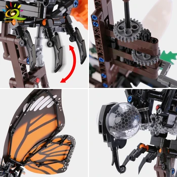 HUIQIBAO Insektov Simulacijo Swllowtail Metulj Premično gradniki Tehnične Tiger Metulji Zbirka Opeke Igrače Otrok
