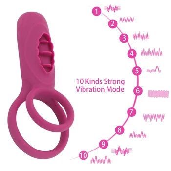 OLO 10 Frekvenca Dvojna Vibracijska Penis Prstan Vibrator Zamudo Izliv Čistost Sex Igrače za Odrasle, Nekaj