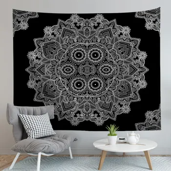 Cilected Mandala Tapiserija Steni Visi Črno Beli Cvet Bedspread Psihedelični Sun Moon Wall Art tapiserija, Letnik Posteljo Stanja
