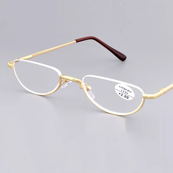 Mala Half Moon Obravnavi Očala za Ženske Moški Modni Ultralahkih Presbyopia Očala Unisex Nerjaveče Jeklo, Kovinski Okvir