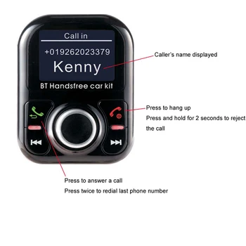 Komplet za Prostoročno uporabo Brezžične Bluetooth, FM Transmitte LCD-Zaslon Avto FM Modulator Prikaže Ime Kličočega Število