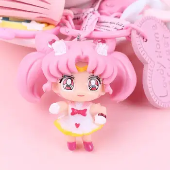 1Pc ljubek Lepo dekle Slika Igrače Mavrica Sailor Moon Keychain Številke Ukrep Lutka Anime Obesek Otroci Igrače darilo