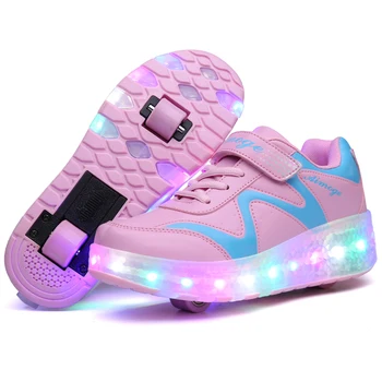 Otrok LED Luči Čevlji Otroci Žareče Superge S Kolesi Fant Dekle Valjčni Skate Priložnostne Čevlji za Odrasle Zapatillas Zapatos Con Rueda