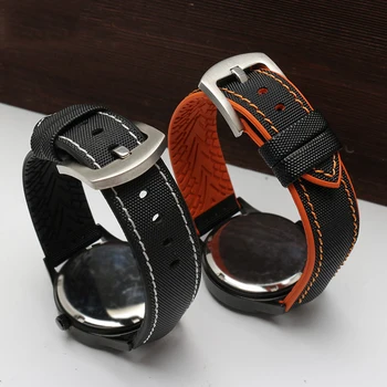 New Visoke kakovosti watchband Najlon+Gume dnu traku 18 mm 20 mm 22 mm 24 mm watch Splošno slog črna zapestnica za moške poslovanje,
