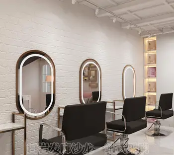 Wanghong berber shop ogledalo tabela kozmetični salon ogledalo s svetlobo LED stensko ogledalo preprost eno ogledalo frizerski salon