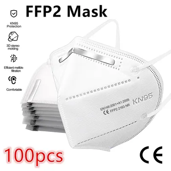 Maske FFP2 100 kozarcev KN95 Masko za enkratno uporabo Dihanje Maske Prah Respirator Zaščitna Usta Maske 5 Plasti ffp2mask HITRA DOSTAVA