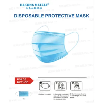 50pcs Maske Nonwove Razpoložljivi 3 Plasti vložek Filtra Masko Proti Prahu Usta Maska za Prah Zaščitne Maske Držalo, HAKUNA MATATA