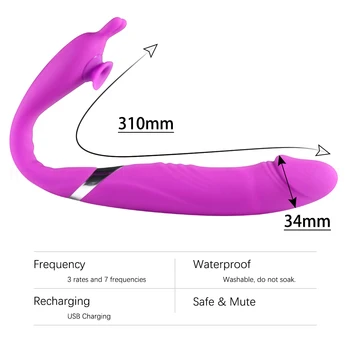 Ogrevanje Vibrator Sesanju Sex Igrače za Nekaj 360°Upogibni Erotična Odrasle Izdelkov Realističen Dildo Penis Dvojno Tresenje Masturbacija