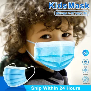 10-200 Kos Razpoložljivi Otroci Maske Non, Tkane 3 Slojni Filter Varno Dihanje Držalo Otrok Usta Masko Fantje Dekleta Prah Maske