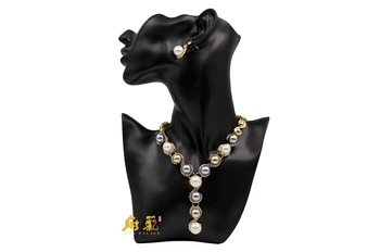 Parure bijoux mariage nakit zlato barvo avstrijski kristalno simulirani pearl nakita določa ogrlica stud uhan brezplačna dostava