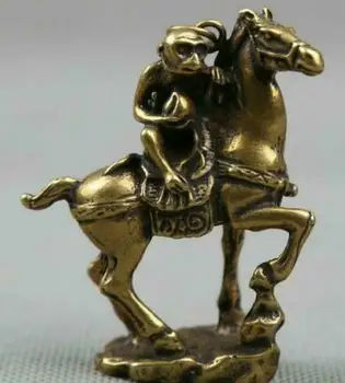 59MM Majhne Curio Kitajski Bronasto Ljubezniv Nebesno Živali, Konj, Opica Breskev Obesek