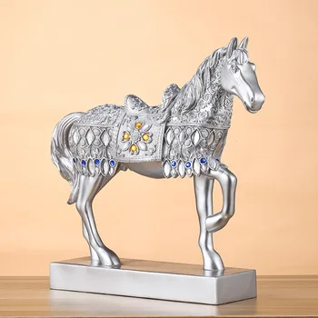 Smole Zlato Srebrno Kasaške Konj Kip Dekoracijo Živali Skulpturo Konja Figur za Miniaturne Home Office Dekor