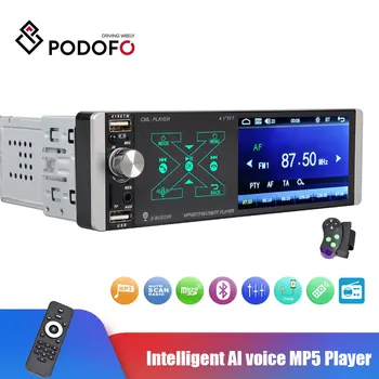 Podofo 1 Din avtoradia Autoradio Stereo Zvoka RDS Inteligentni AI glas MP5 Predvajalnik Videa, USB MP3 TF V-dash Multimedijski Predvajalnik